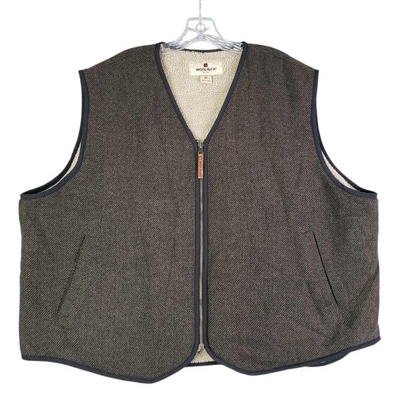 Woolrich Vest Mens 2XL Wool Sherpa Lined Shooting Hunting Vintage Pockets Green - Picture 2 of 9